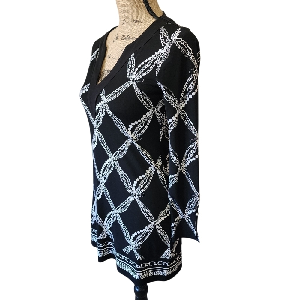 White House Black Market Chain Print V-Neck Tunic Dress – XXS - Picture 3 of 7